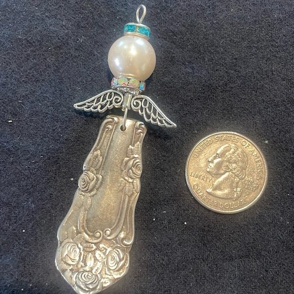 Jewelry - Handmade ornate silver angel pendant/ornament.